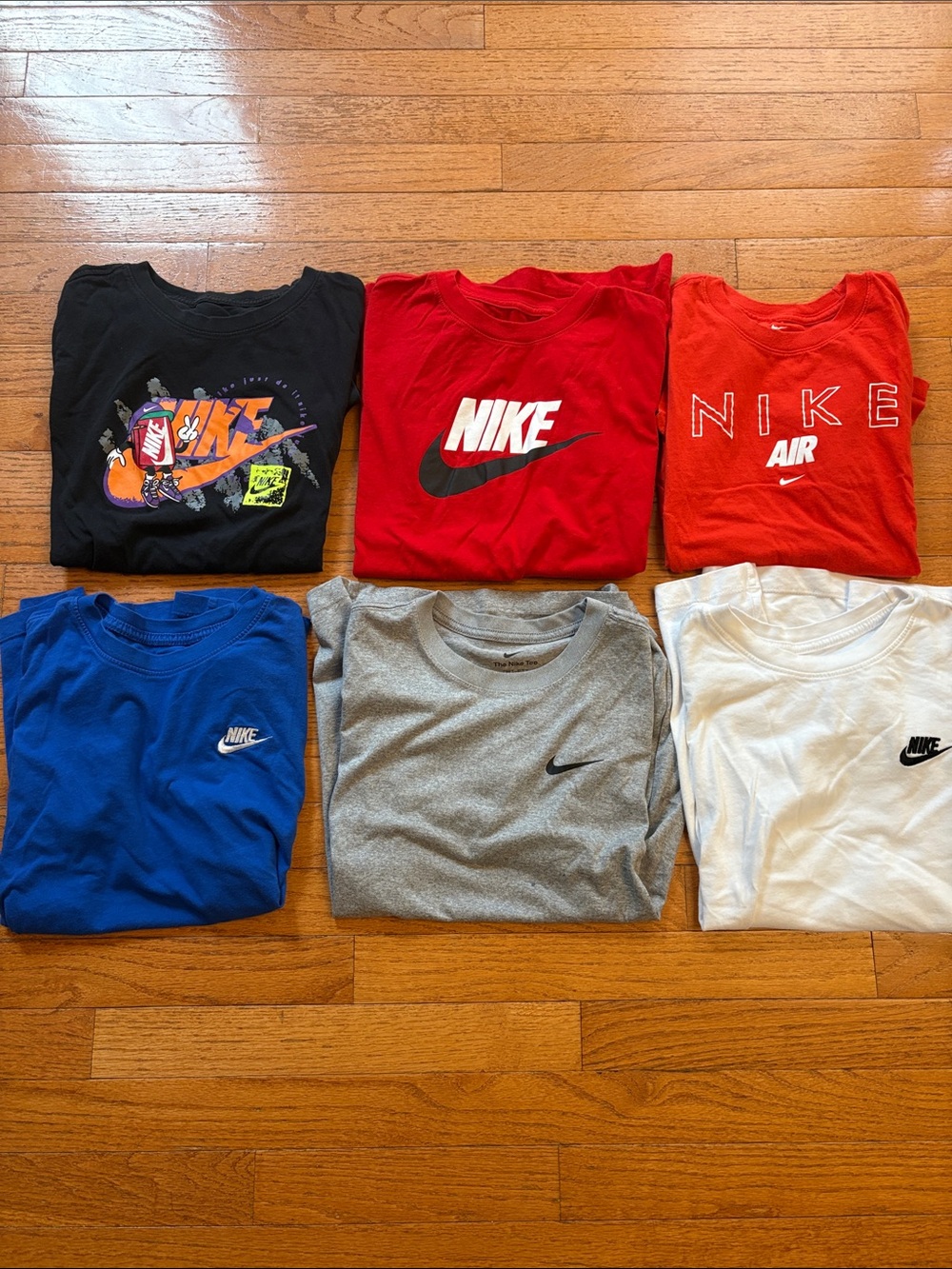 Nike Kids Assorted Logo Tee Bundle — Blue, Black, Gray, Red, White, Orange-Red